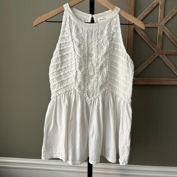 Anthropologie Meadow Rue White Eyelet Tank Medium - Picture 2 of 7